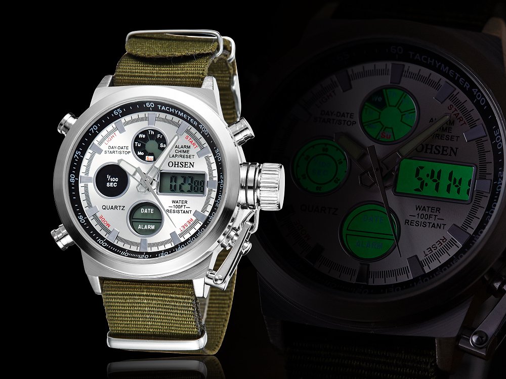 Image demonstrating the watch's backlight function in low light