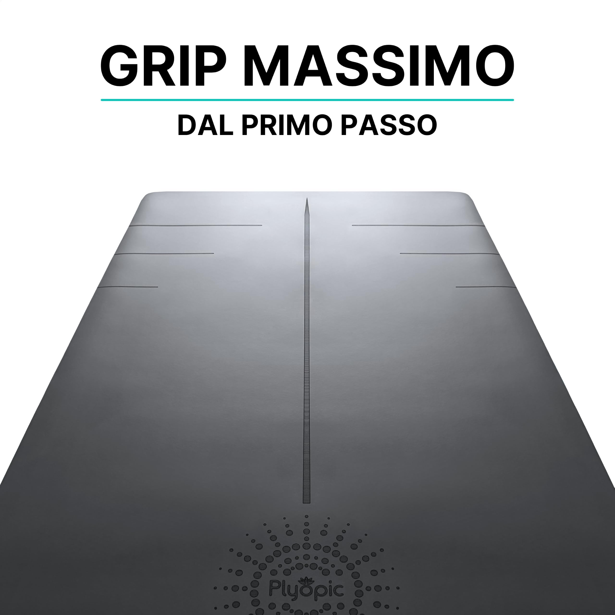 Plyopic Tappetino Yoga Ultra-Grip Pro | Antiscivolo ESTREME - Presa Asciutta e Bagnata - Linea di Allineamento - Per Yoga, Pilates, Esercizio, Bikram e Hot yoga