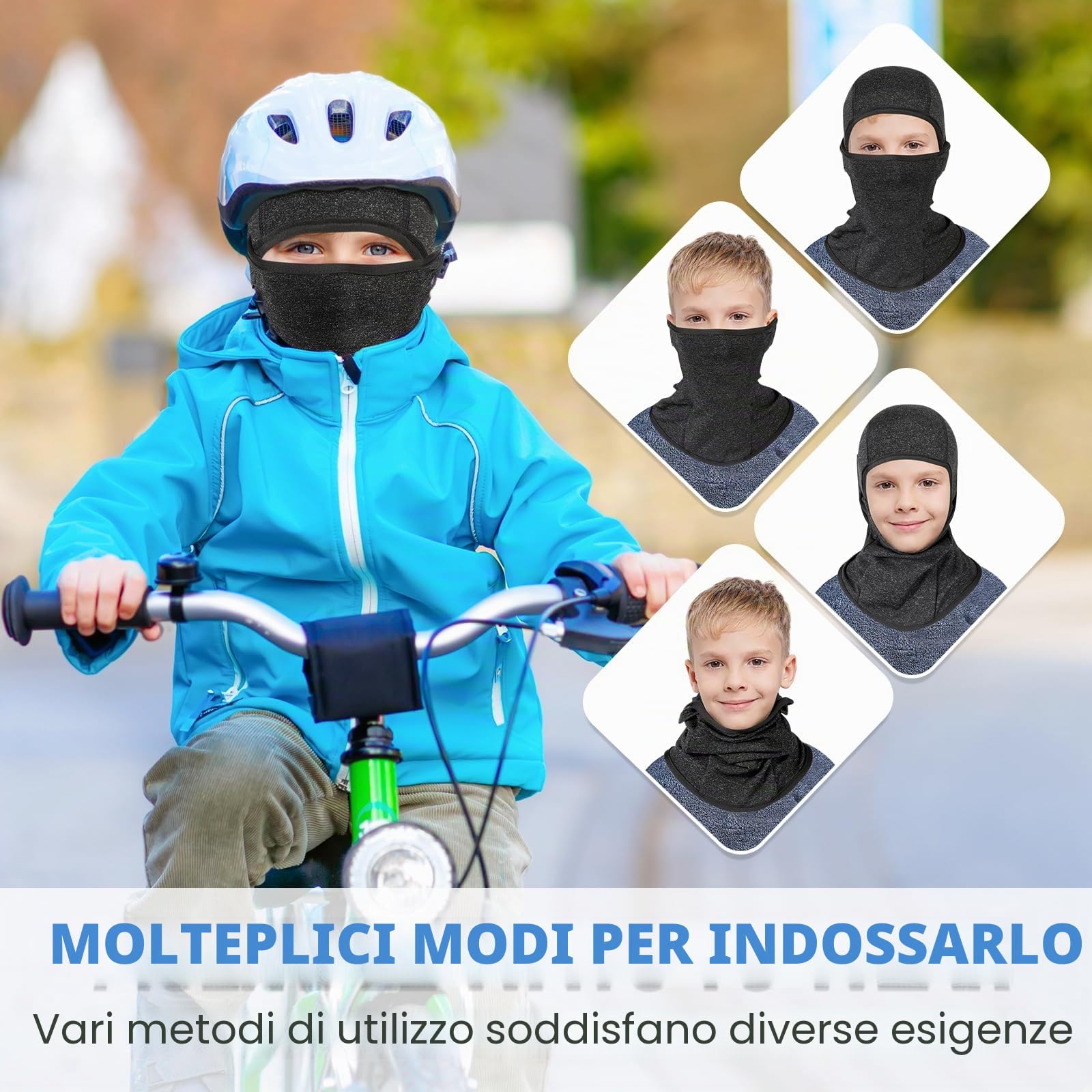 Passamontagna in Pile Termico Bambini 2-8 Anni, Invernale Multifunzione Antivento Caldo Maschera da Sci da Ciclismo, Berretti Cappello con Scaldacollo per Ragazzi Ragazze Sport all'Aria Aperta
