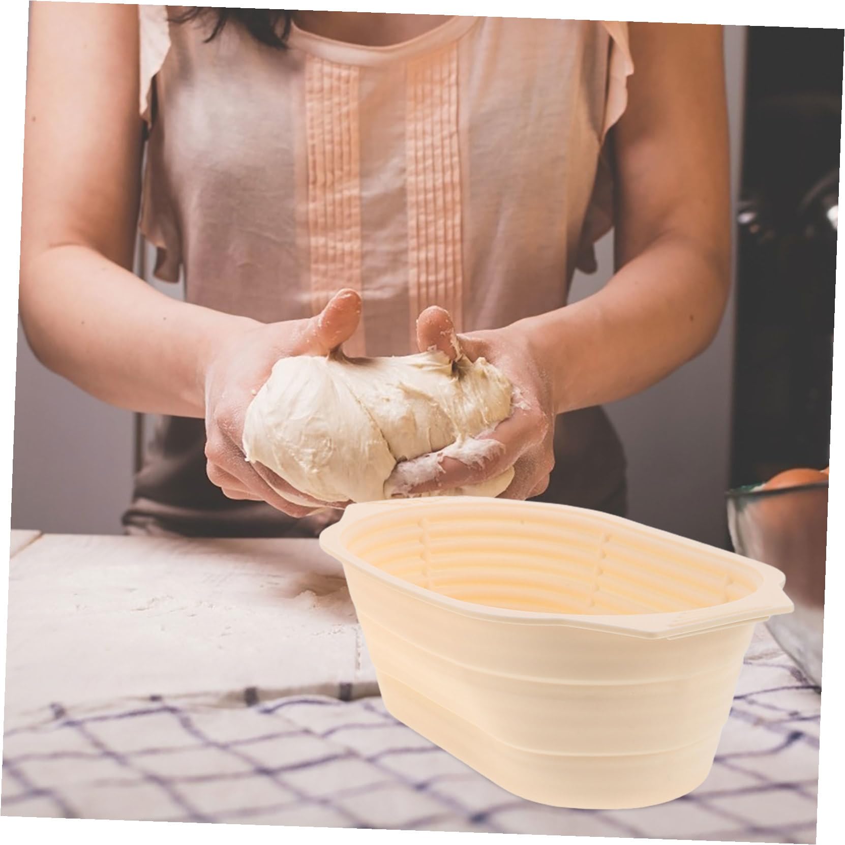 Cesta Banneton de Silicona Redonda para Fermentación de Pan, 1 Juego | Acero Inoxidable y Silicona, Diseño Plegable de Gran Capacidad, Incluye 6 Accesorios para Repostería Casera