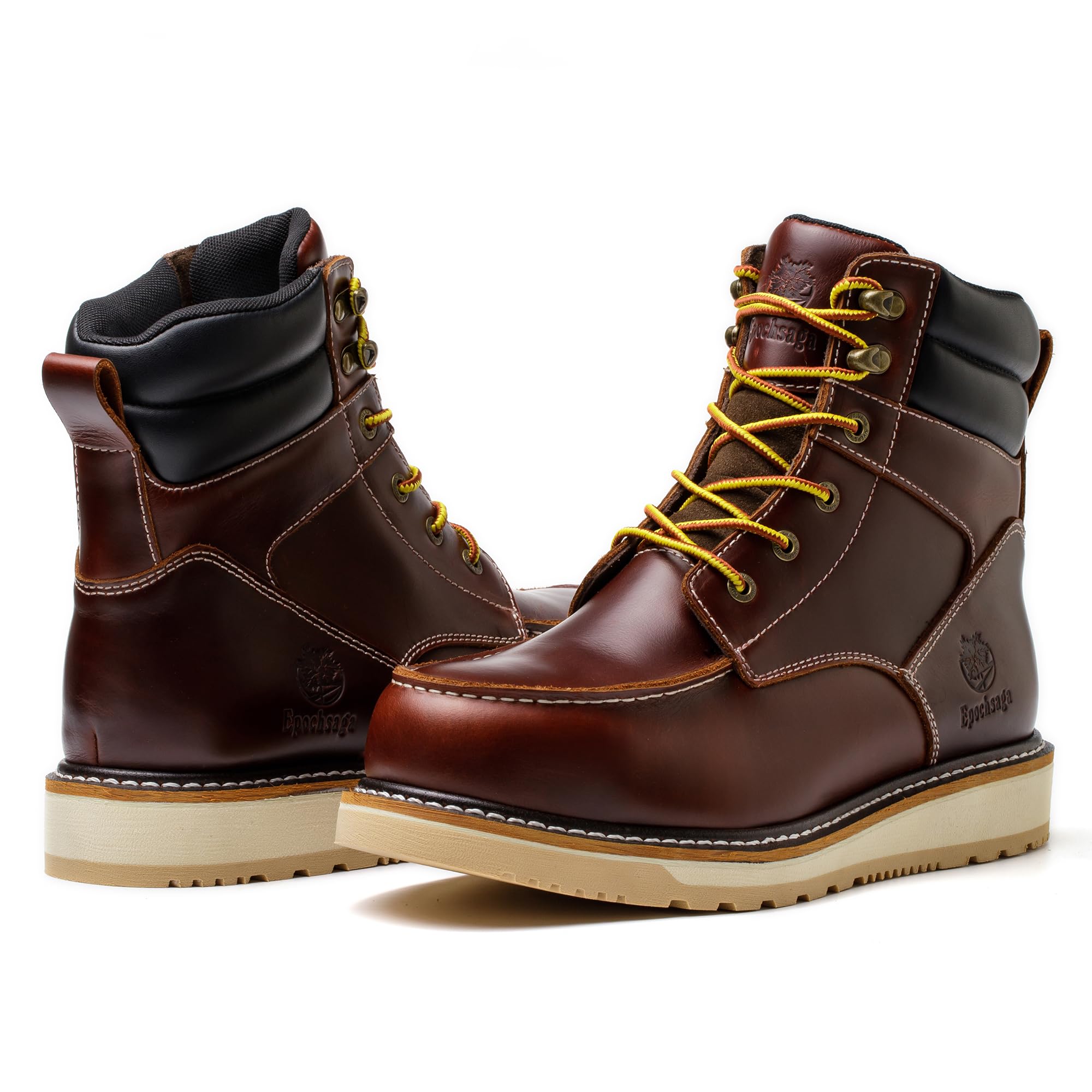 Impermeabile Morbido Moc Toe Moda Industiral & Construction Stivali da Lavoro 6 '' Marrone/Nero