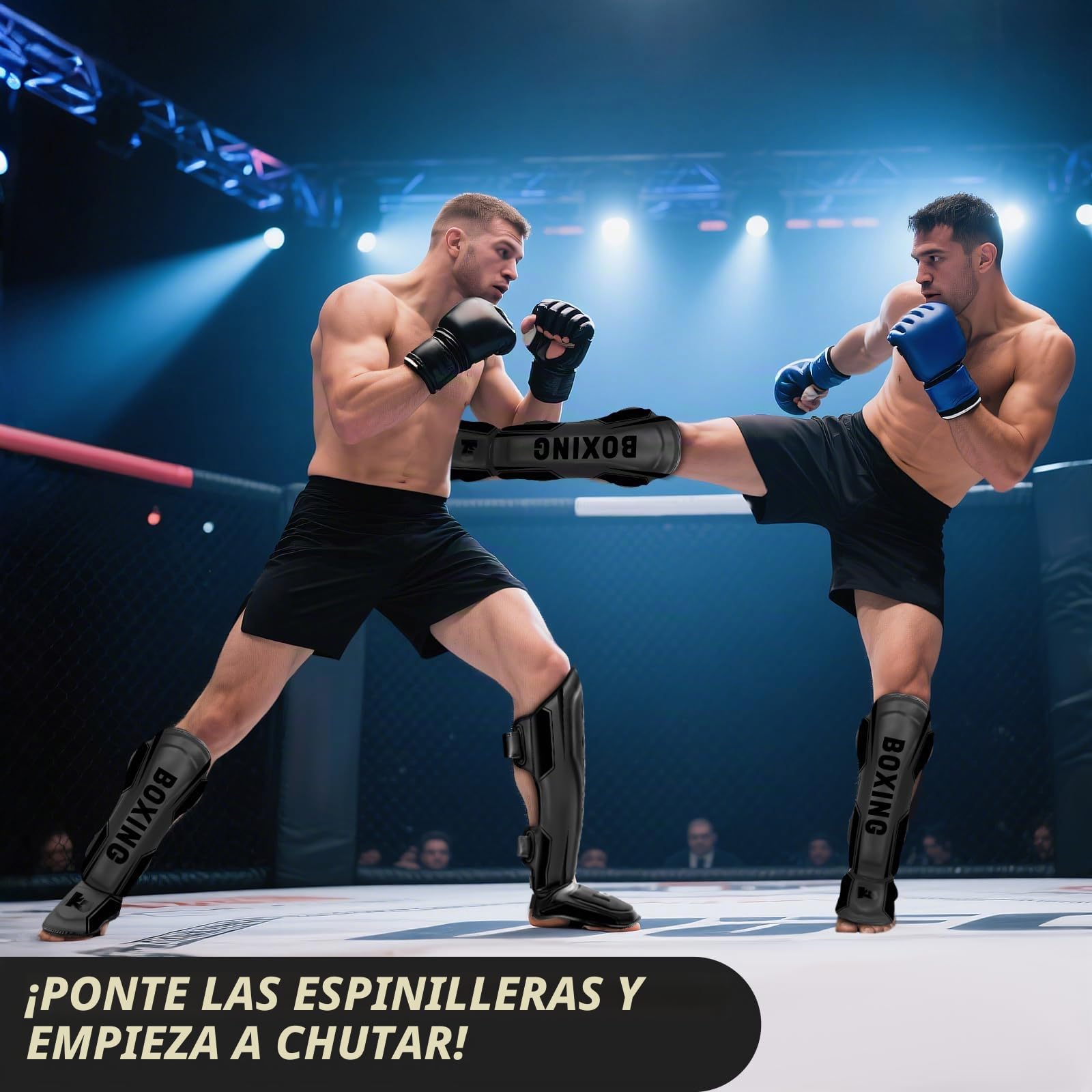 NZQXJXZ Espinilleras de Kickboxing, Espinilleras de Muay Thai, Protectores de Piernas Ajustables con Protección para el Empeine, Equipo de Entrenamiento para Entrenamiento y Combate de MMA