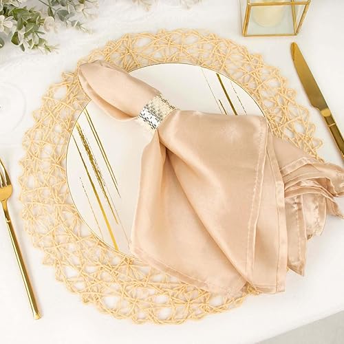 Efavormart - Juego de 6 manteles individuales redondos de 15 pulgadas con cuerda metálica plateada para bodas, eventos, fiestas de cumpleaños