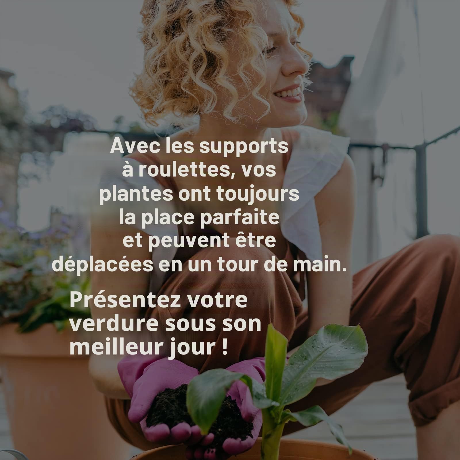 Unbekannt Lot de 5 roulettes pour plantes en bois massif en bois de hêtre solide carré 30 cm x 30 cm jusqu'à 120 kg
