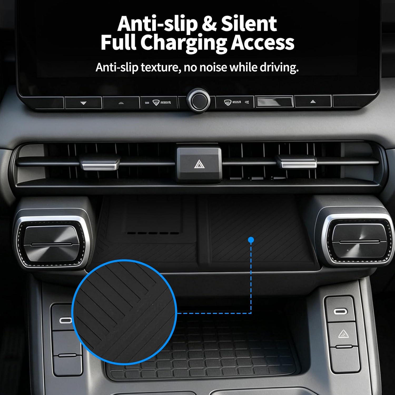 3PCS Black Wireless Charging Mat for 2026 Toyota RAV4 LE SE XLE XSE Limited Hybrid Accessories, Anti-Slip Silicone Charging Pad Center Console Organizer & Protective Pad (1 Pack-Black)