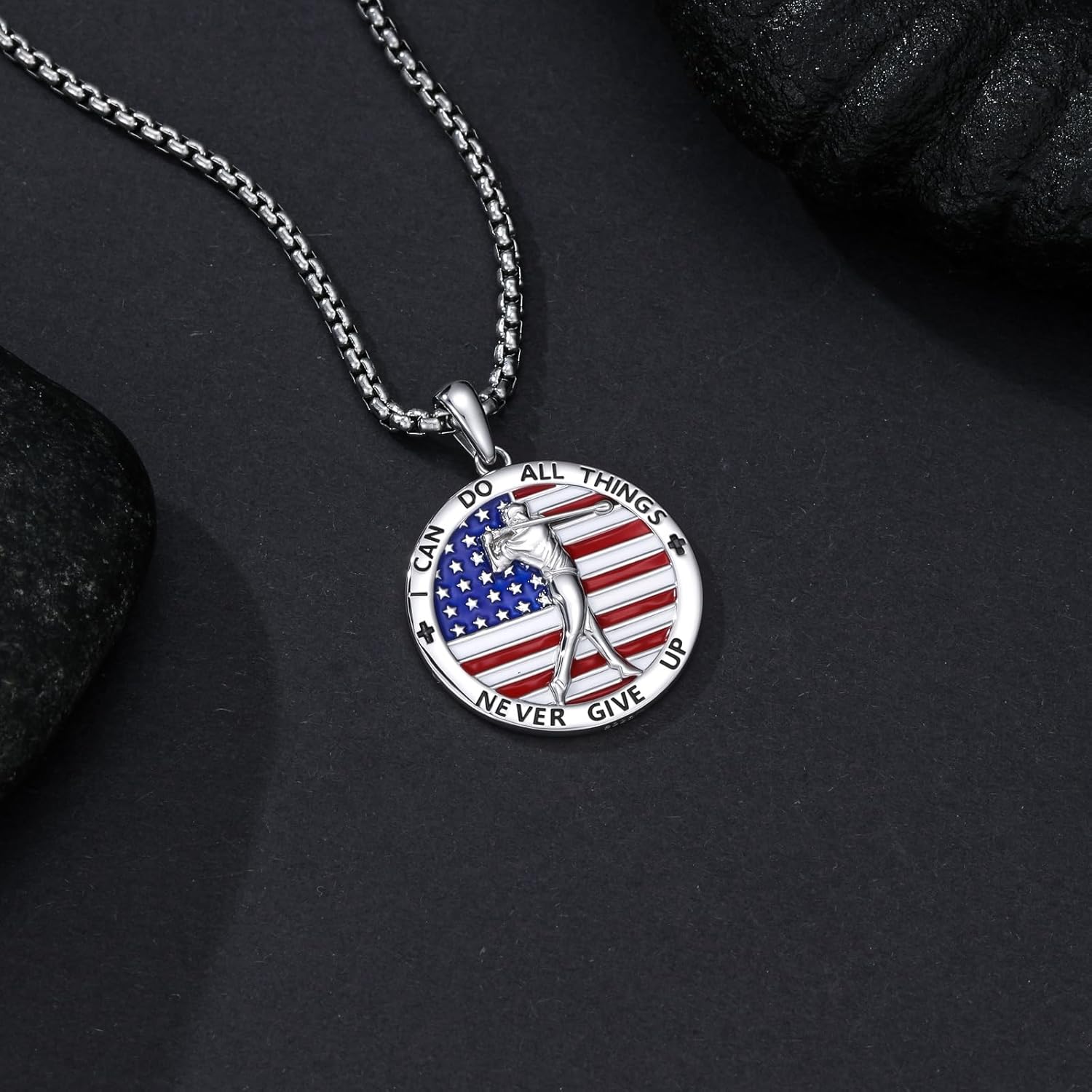 PELOVNY Hockey Dumbbell Boxing Soccer Necklace S925 Sterling Silver Sports Pendant Jewelry Gifts for Men Women - Image 3
