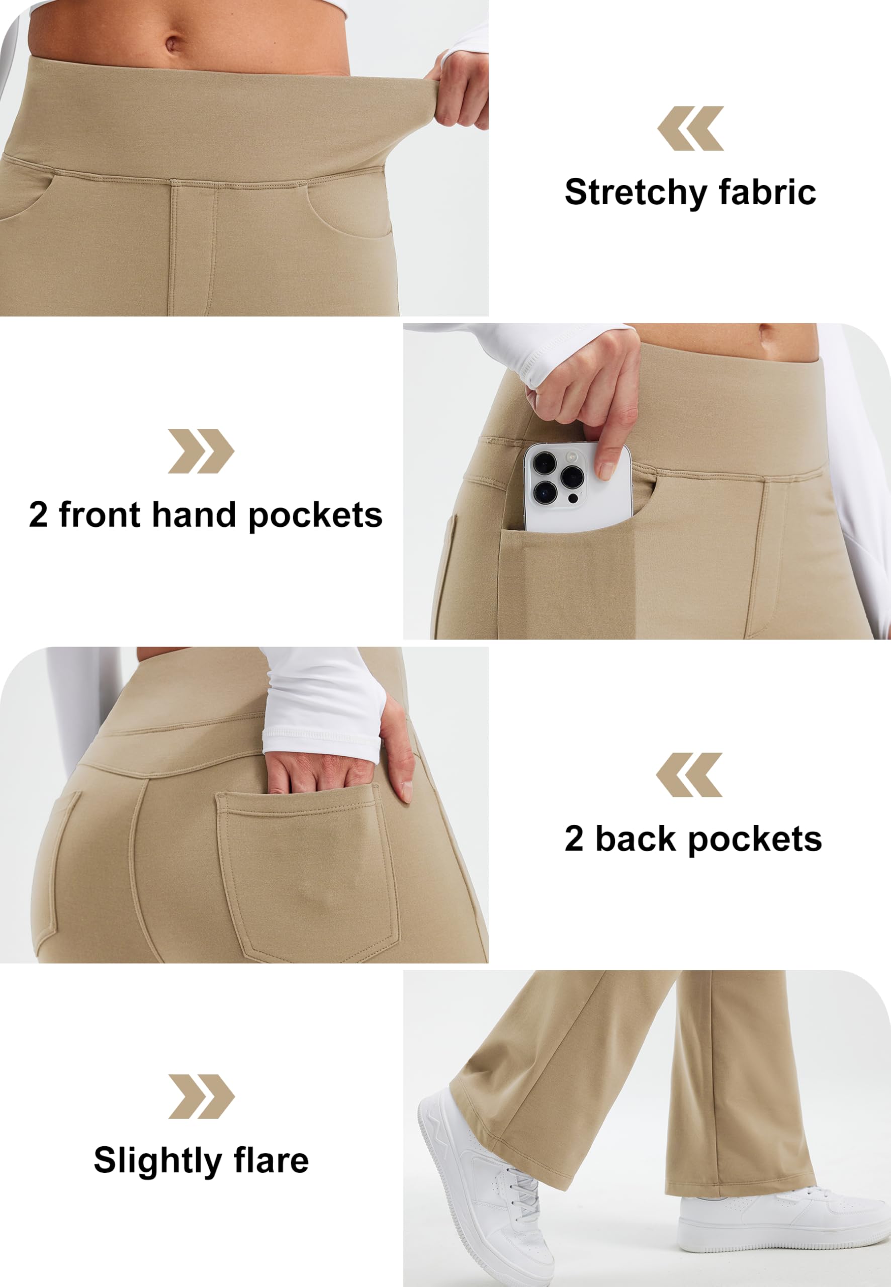 Libin Leggings Termici da Donna con Flared Pantaloni Invernali in Pile Vita Alta Impermeabili da Yoga Trekking con tasch