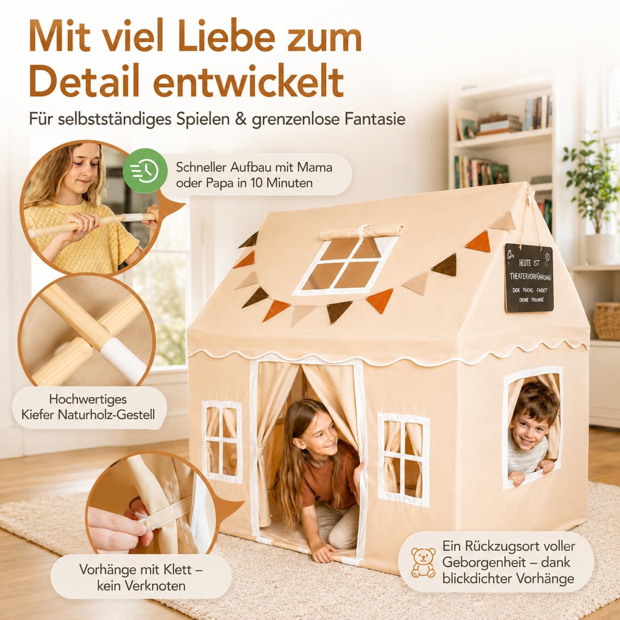 Kinderzelt Indoor | Spielzelt Kinder | Spielhaus Indoor | Kinderhaus