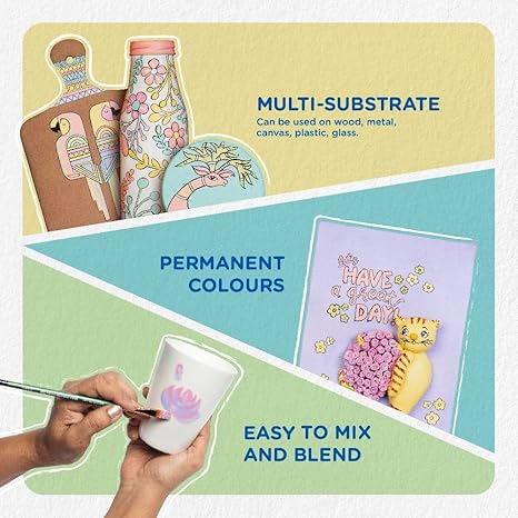 Fevicryl Multi Surface Pastel Acrylic Colours Kit 6 Shades X 15Ml | Ideal For Wood, Glass, Canvas, Metal, Plastic, Mould It | For Hobbyists, Artists, Diy Art And Craft - Image 2
