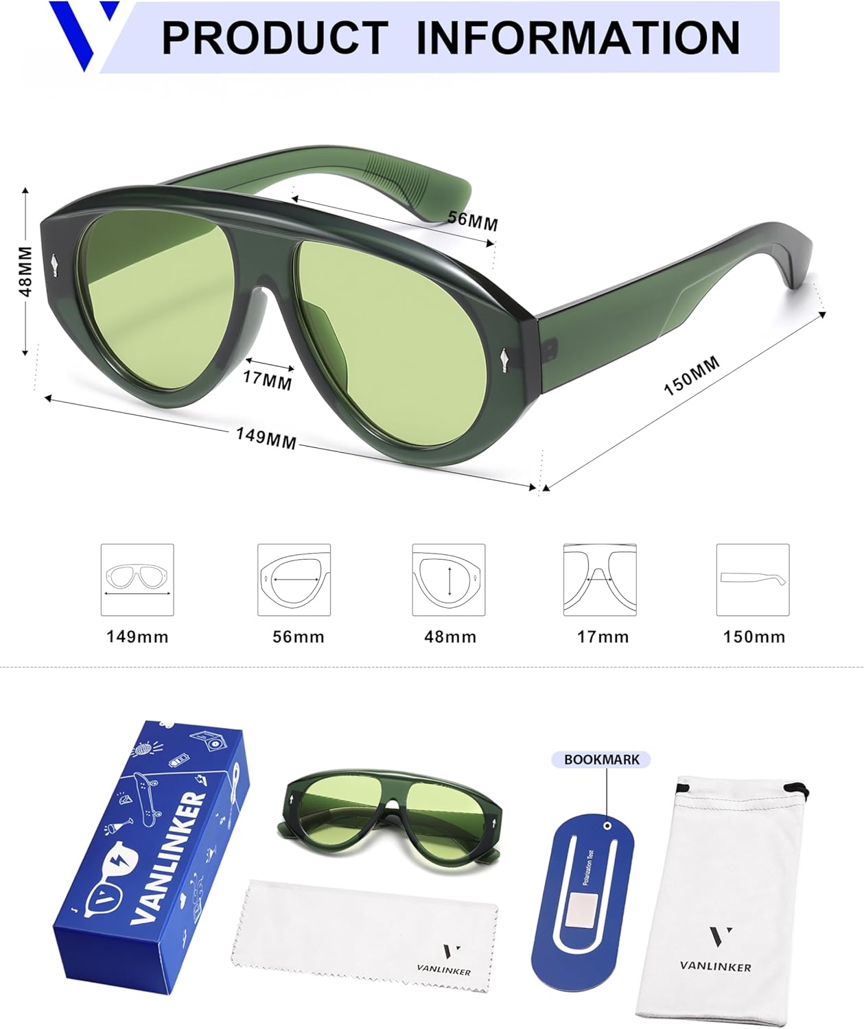 VANLINKER Trendy Oversized Retro Vintage Aviator Sunglasses for Women Men Designer Shades VL9936 - Image 6