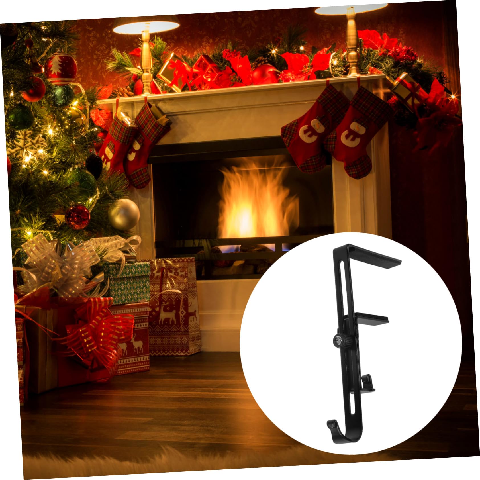 2piezas Ganchos Telescópicos Para Calcetines De Navidad Soportes De Chimenea Decorativos Para Colgar Calcetines y Bolsas El Hogar