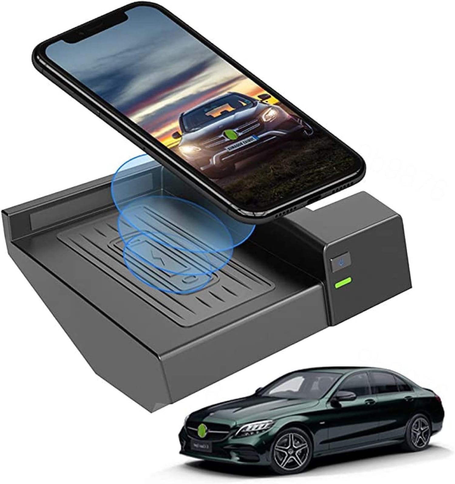 Car Phone Charger for Mercedes-b-enz C-Class 2015-2019/Mercedes-b-enz GLC 2016-2019 Center Console Accessory Panel 10W Fast 3 Coils Induction wireless Charging Pad for All Qi Phone