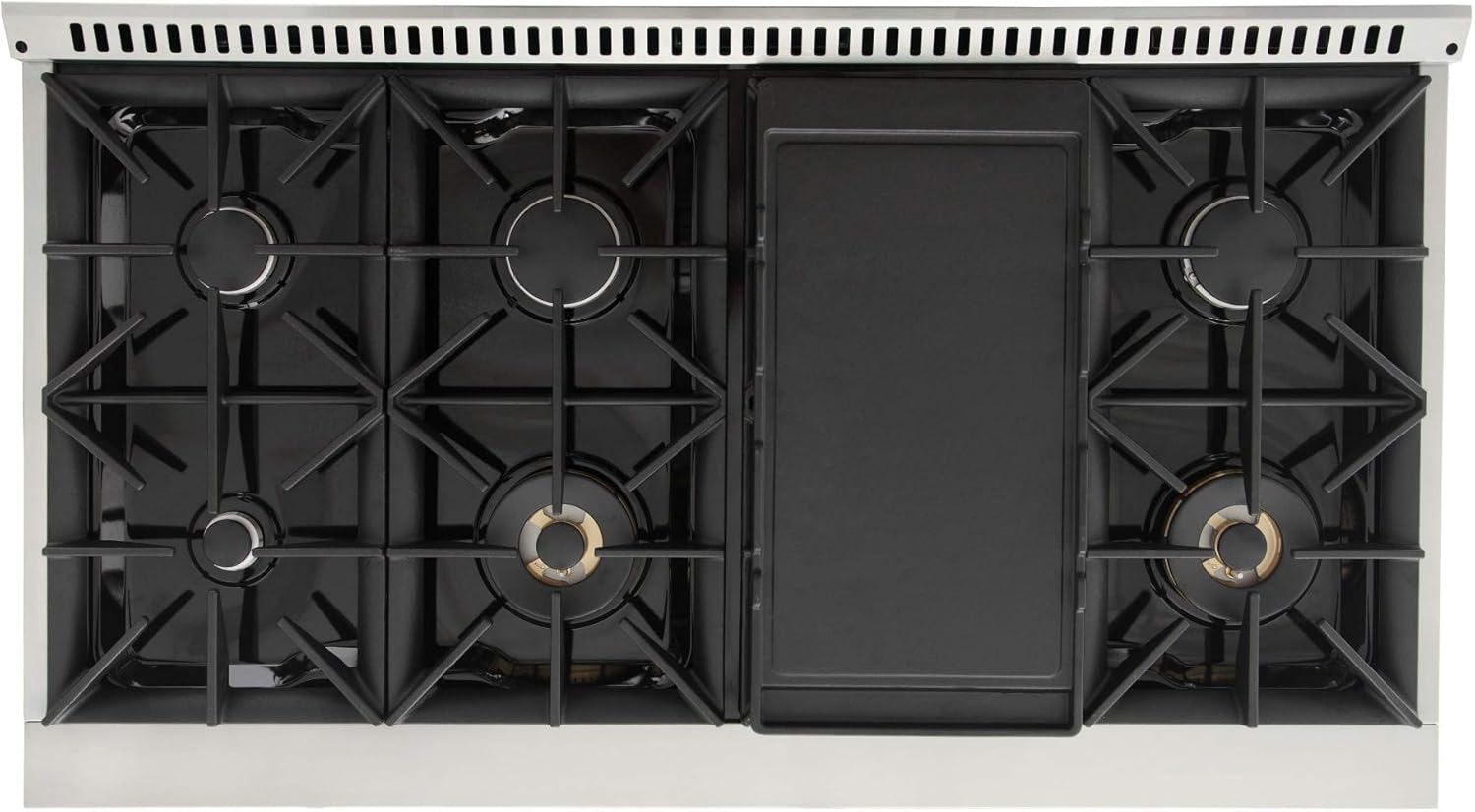 48 in. 6.7 cu. ft. Double Oven Dual Fuel Range with Gas Stove and Electric Oven with Convection Oven in Black & Rose Gold