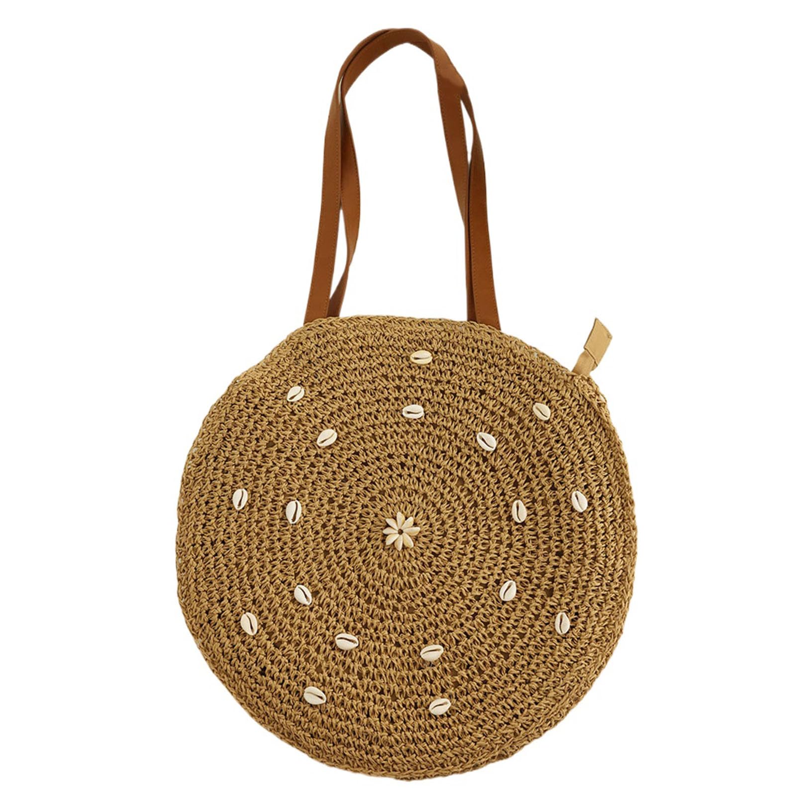 Bolso Crossbody de ganchillo de las mujeres, bolso de playa tejido redondo
