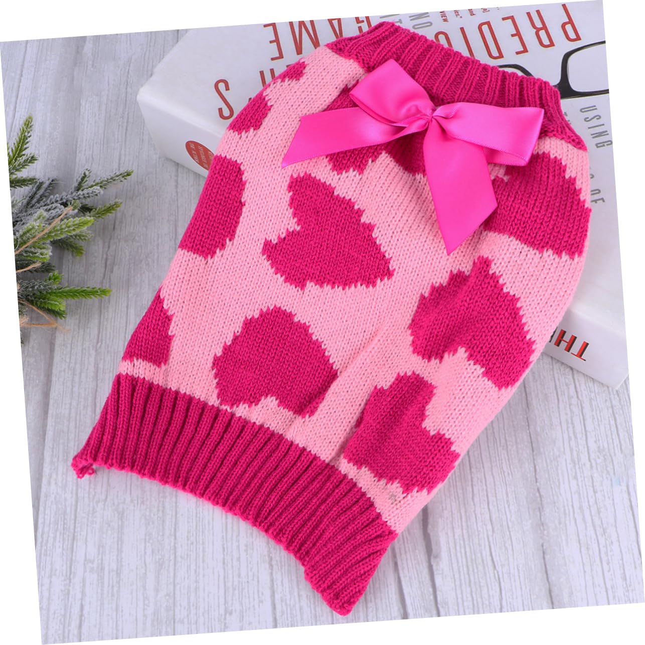 Housoutil 3 Pièces Saint Valentin pour Animaux de Compagnie Pull-Over Sweats à Capuche Chauds vêtements de fête pour Animaux de Compagnie Pull pour Chien Hiver Veste avec Chapeau Robe