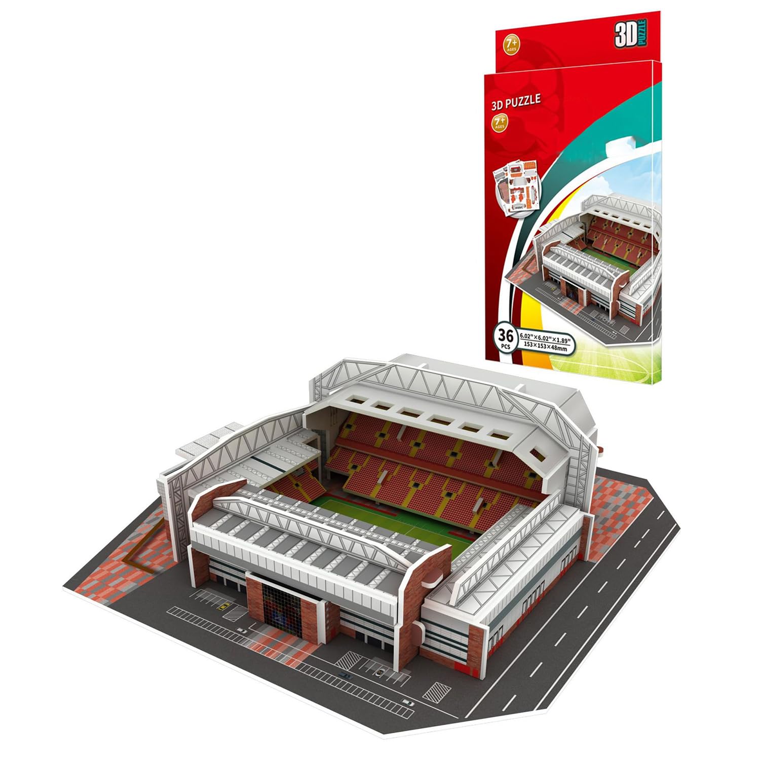 Georgie Porgy Puzzle dello Stadio di Calcio 3D Modello Giocattoli da Costruzione Set di Sostruzione per Bambini Regali di Compleanno (Anfield Stadium 36 Pezzi)
