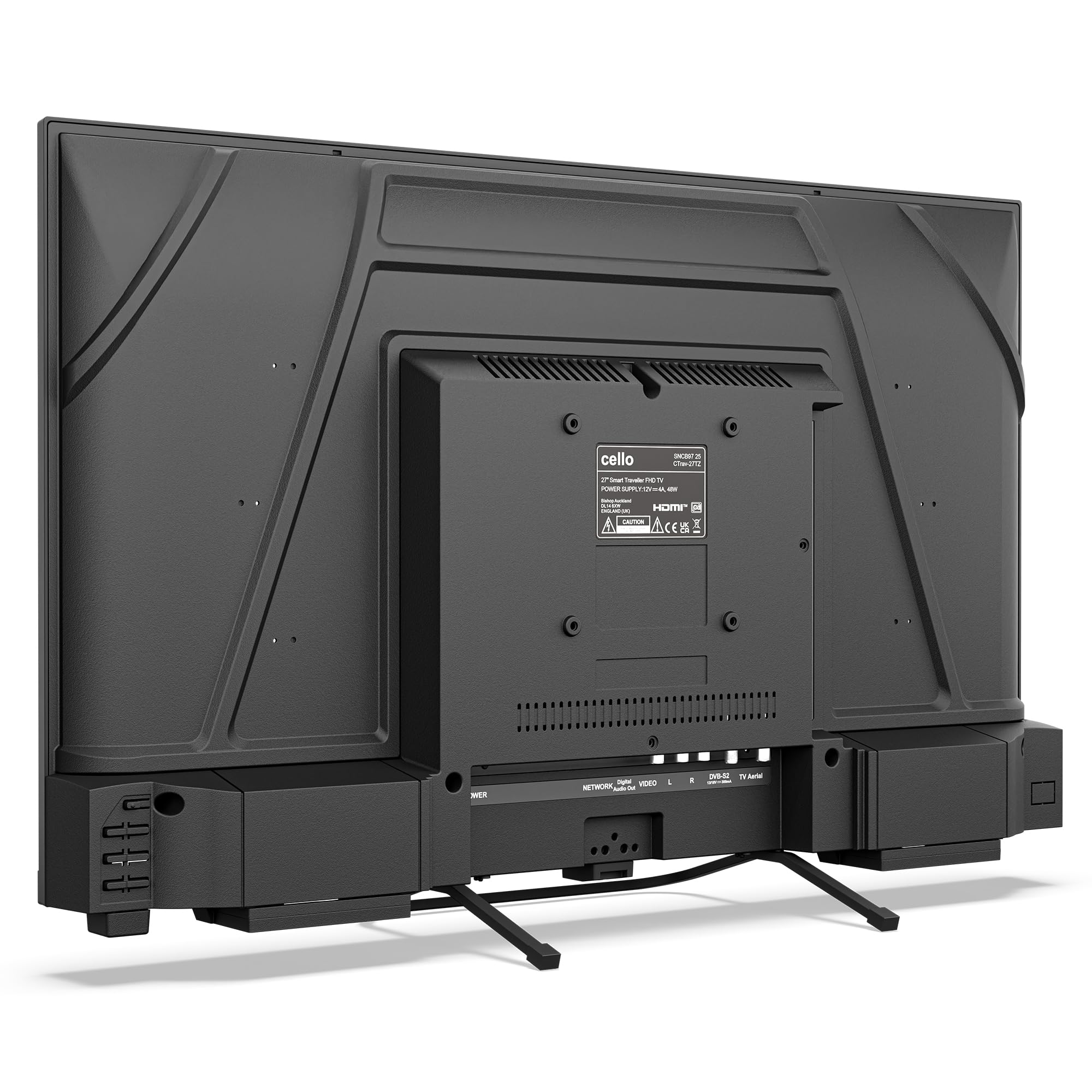 Cello CTRAV-27TZ TV Traveller Smart 12V da 27" con Tizen OS di Samsung, ricezione satellitare, Gaming Hub, altoparlanti Pitch Perfect, Bluetooth, ideale per camper e barche, triplo sintonizzatore