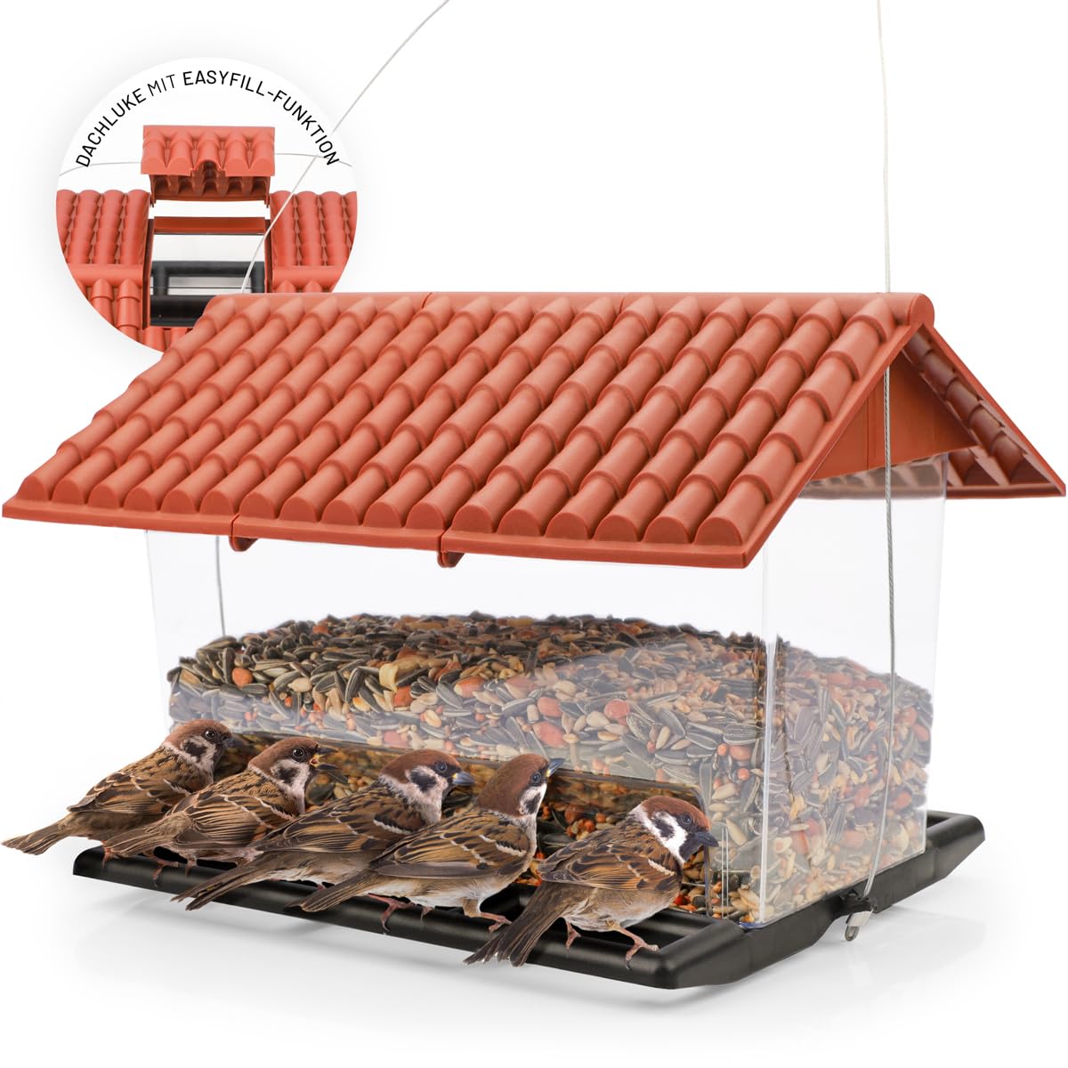 WILDLIFE HOME Vogelhaus XL zum Aufhängen für Wildvögel - Futterscheune für Vogelfutter, Wetterfest Vogelfutterhaus, Vogelfutterspender Vogelfutterstation für Garten & Balkonfütterung