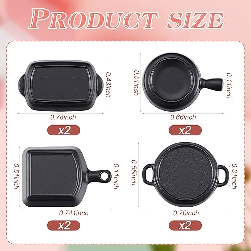 Miniatura 2 de Skylety 8 Pcs Dollhouse Kitchen Accessories Dollhouse Metal Miniature Pots and Pans Mini Kitchen Stovetop Cookware Christmas Role Play Party