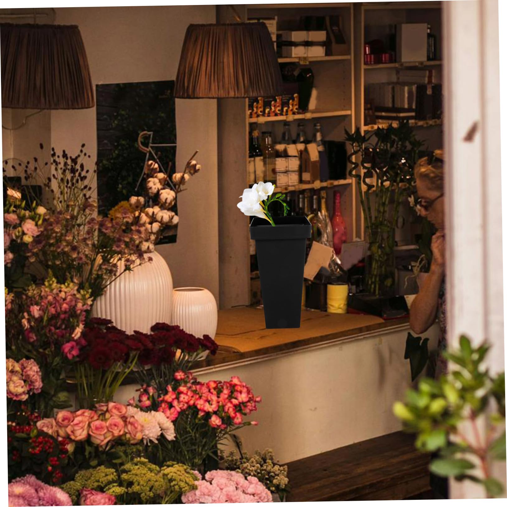 2 Stück Blumenkorb aus Kunststoff, Leicht, Robust, für Blumenladen und Büro