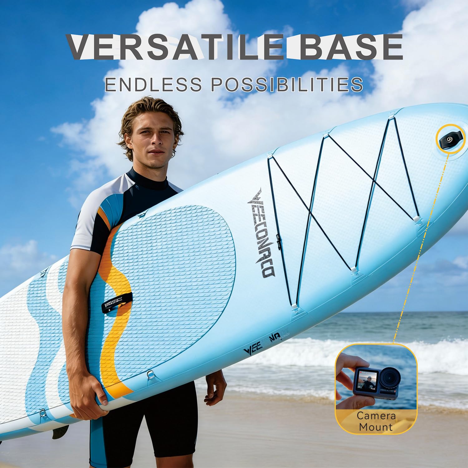 10'6 inch Sup Board Set, 320cm Stand Up Paddling Board Aufblasbar, Fortgeschrittene, 200kg,Komplettes Zubehör, Verstellbares Paddel, Anfänger,Mit Universal Kamerahalterung