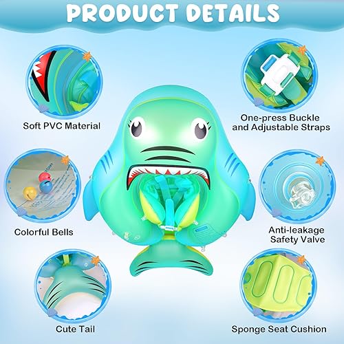 Miniatura 4 de AivaToba - Flotador de natación inflable para bebé, flotador inflable de piscina para bebés con toldo protector solar UPF 50+, añade cola sin giro,