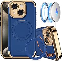 Vista 8 de COOLQO Funda para iPhone 14 de 6.1 pulgadas, Soporte Magnético Giratorio 360° Mejorado [Compatible con Magsafe][Protección contra Caídas de Grado