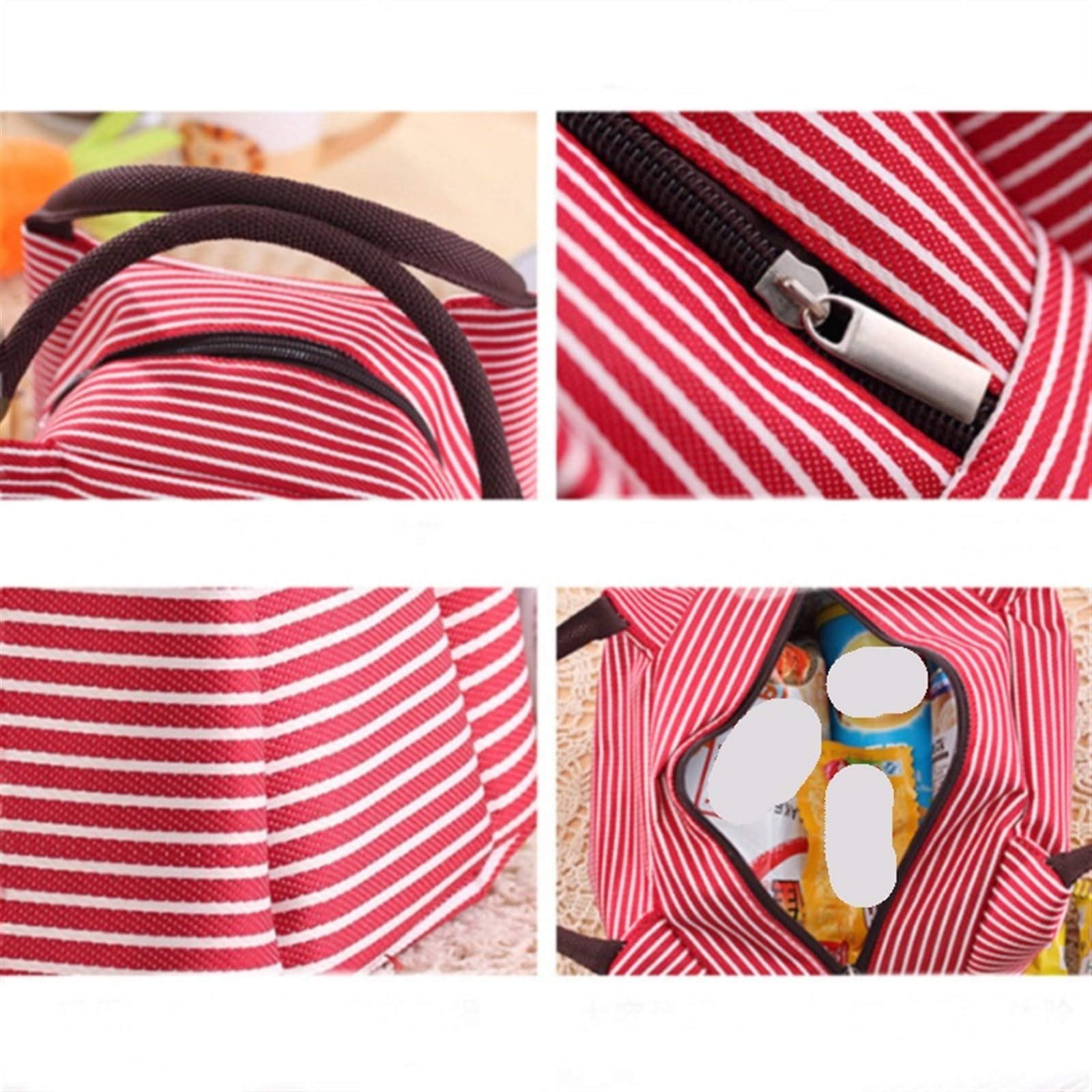 Bolsas de Almuerzo Bolsa de Almuerzo a Rayas para Bolsa isotérmica Bolsas térmicas de Alimentos empaquetados Bolsa térmica Bolsa de Almuerzo Bolsa de refrigerador