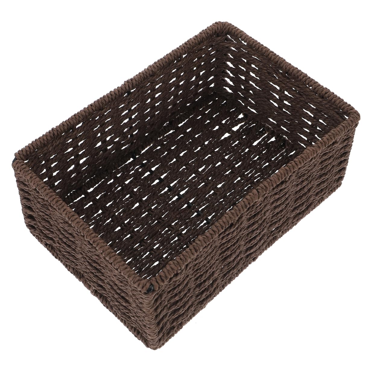 Healifty Rattan Storage Box Coffee Small Desktop Organizer Basket 8.74X6.10X3.54In Woven Storage Basket for Sundries and Home Decoration