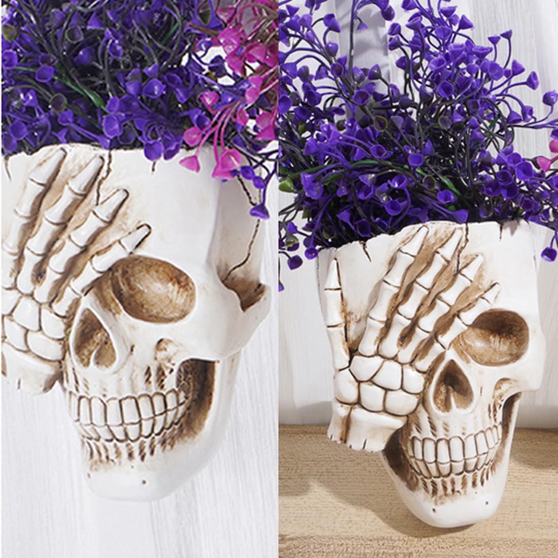 Amazon.co.jp: ハロウィン 飾り ガーデニング ドクロ 植木鉢 髑髏 樹脂