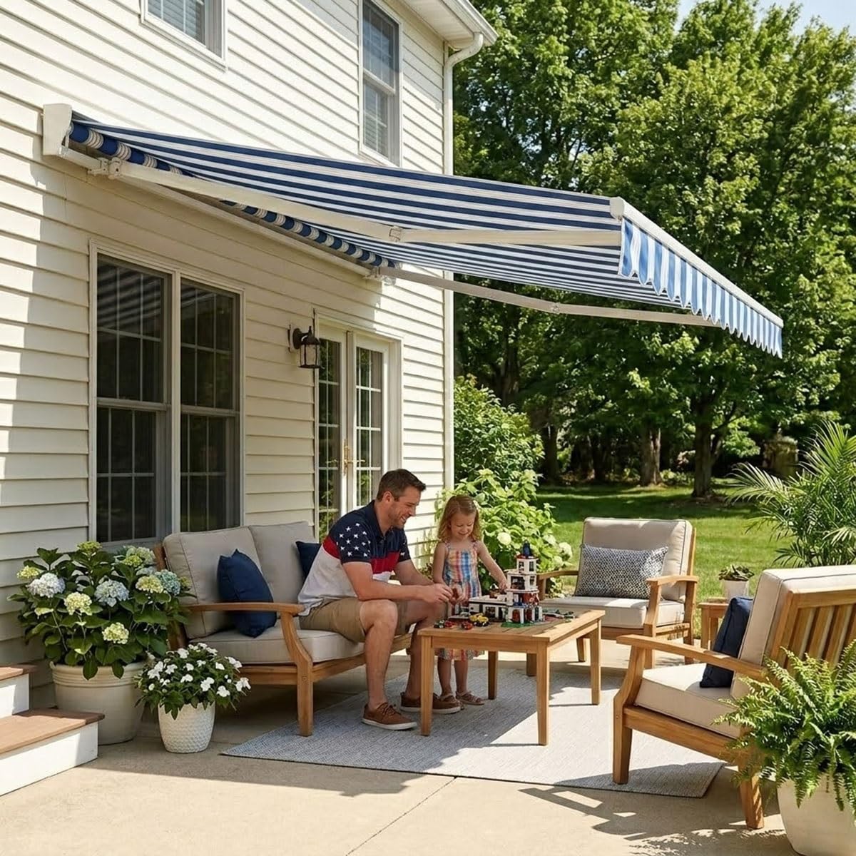 Toile de Remplacement Store Banne Imperméable pour Terrasse Auvent, Toile d'Ombrage Anti-UV, Toile de Rechange pour Store Extérieur Balcon Jardin, sans Armature