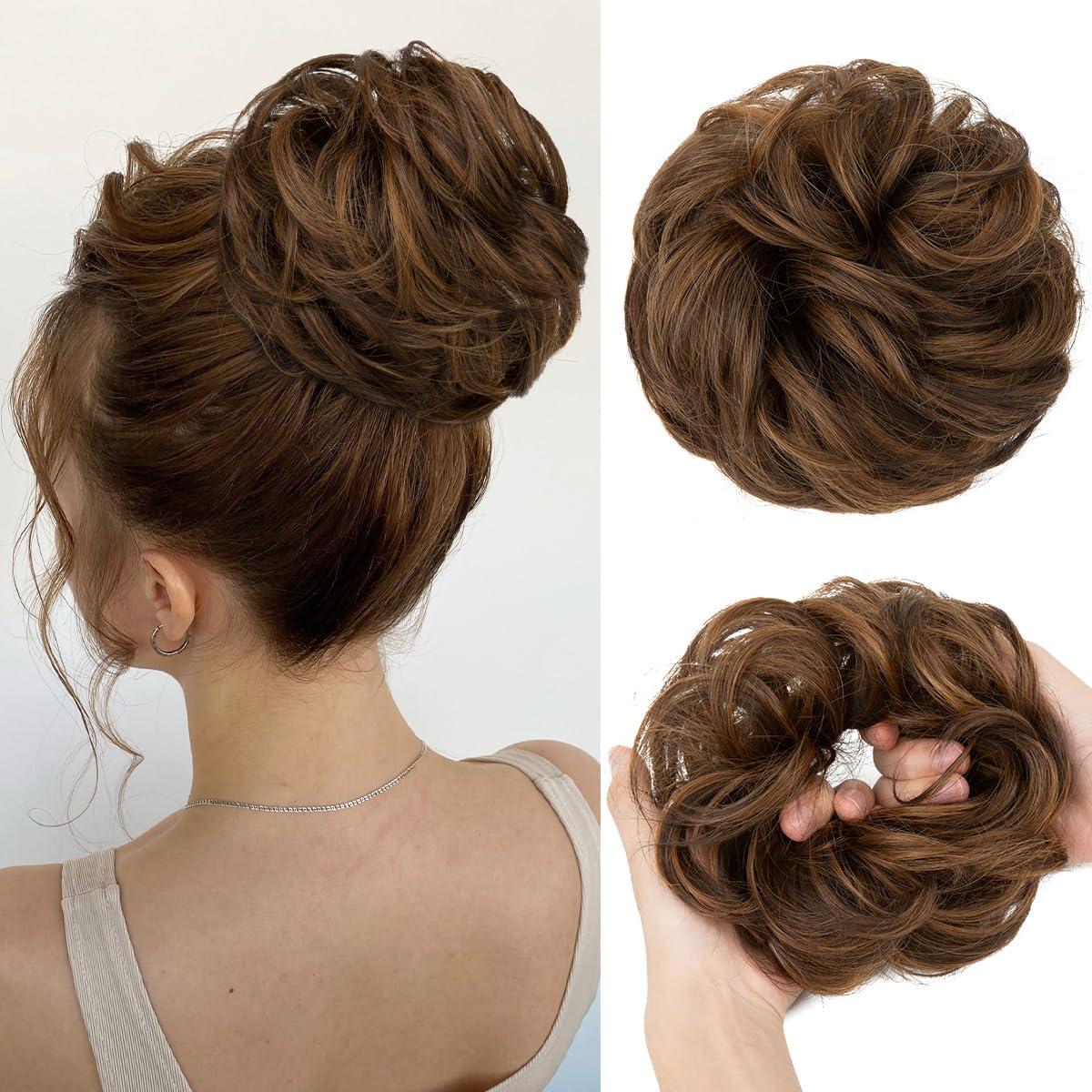 SARLA Messy Bun Hair Piece for Womens Synthetic Scrunchies Buns Extension Hairpieces Updo Pony Tail Chocolate