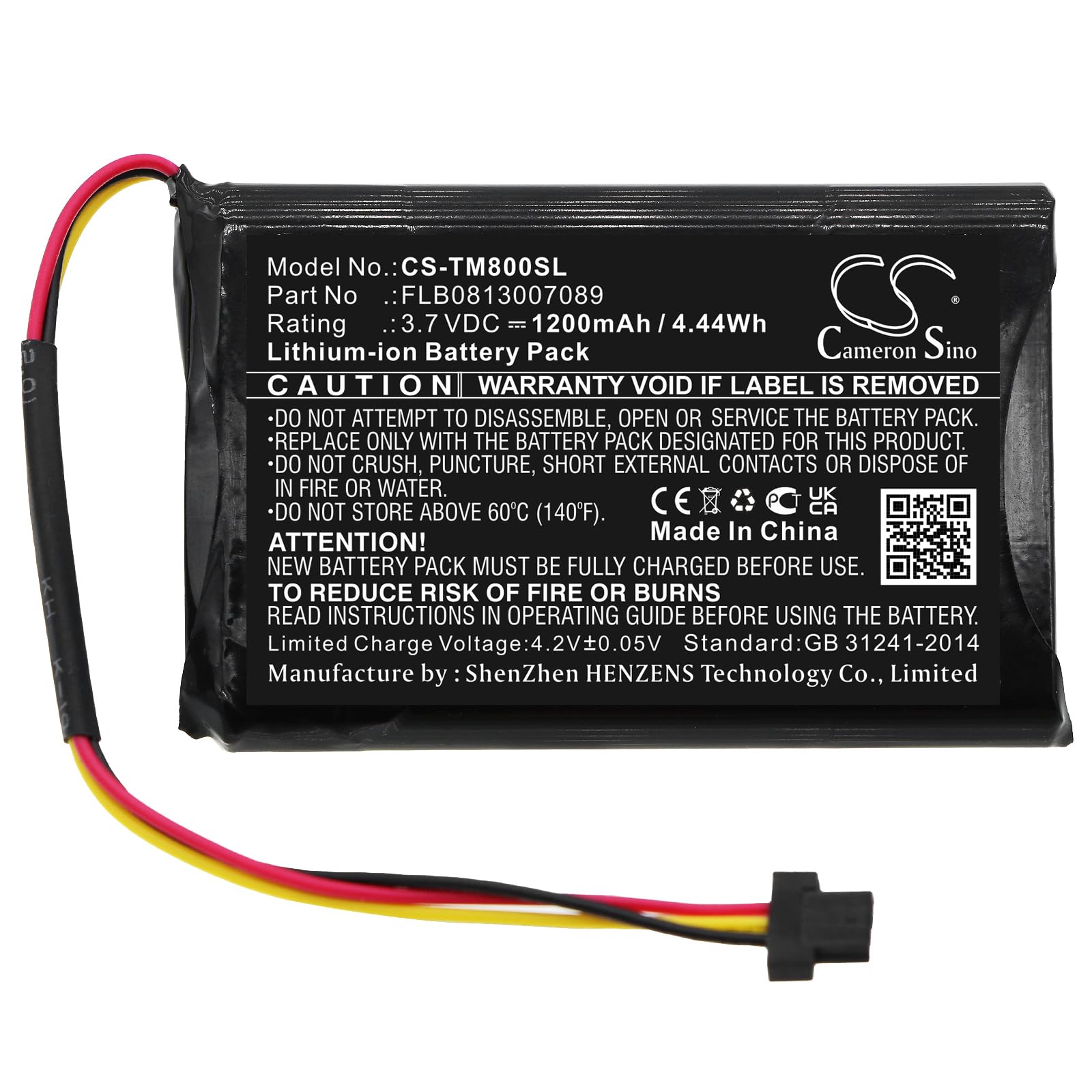 CS-TM800SL Batteria 1200mAh compatibile con [TomTom] per 4FC64 4FD6.001.00, per GO 60, per One XL Europe Traffic, per One XL Traffic, per 30 Series sostituisce AHA11111009, FLB0813007089, VFAS