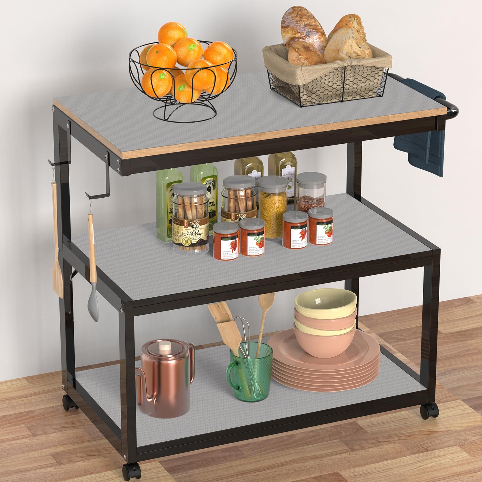 Revestimientos de estante gris claro para gabinetes de cocina, forro de cajón no adhesivo para baño, impermeables, para refrigerador, tapetes de plástico, forro de armario, 23.6 x 236.2 pulgadas