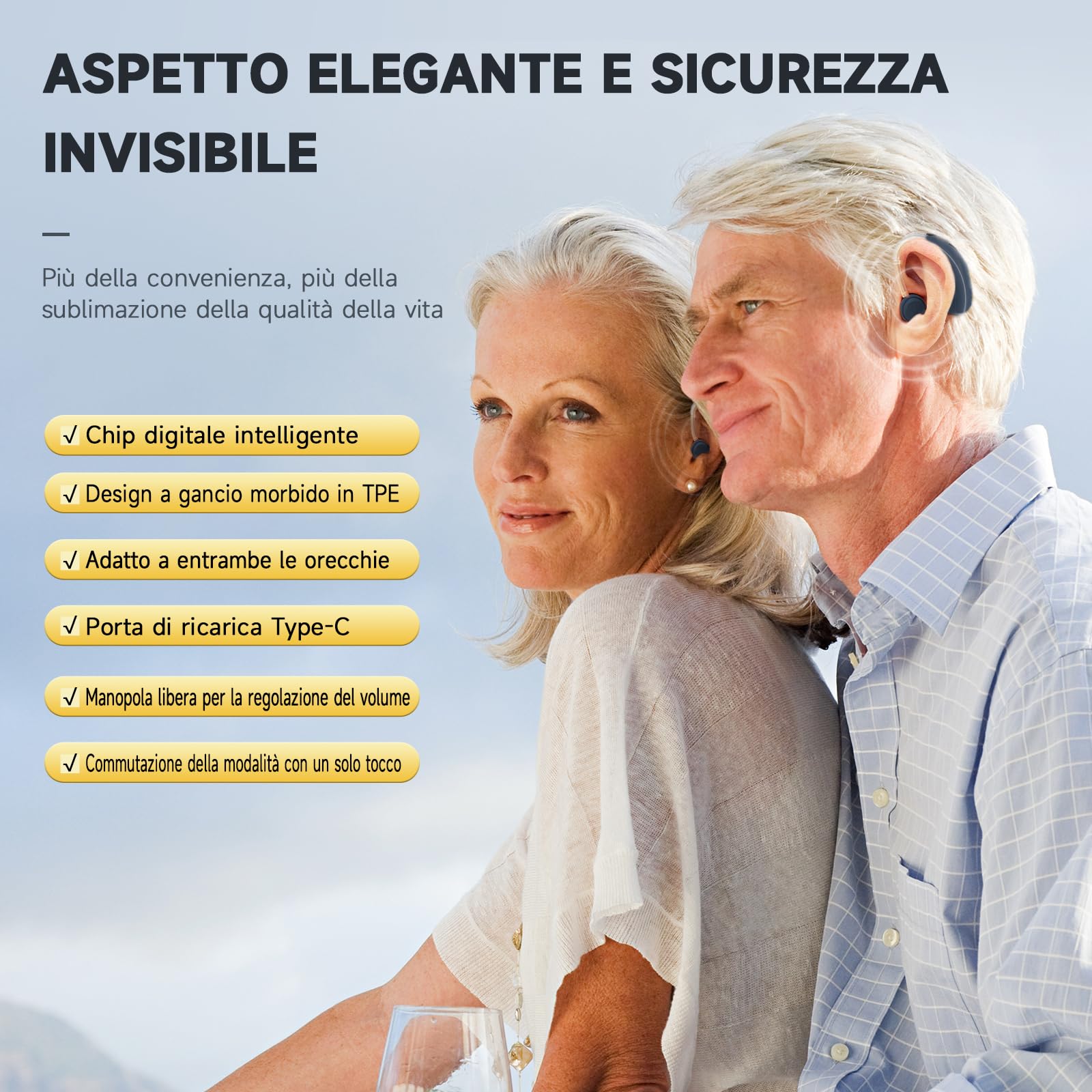 Britzgo Dispositivo Ricaricabile per Anziani, Doppia Modalità, 40 Ore di Audio Nitido e Adatto a Ogni Scenario Quotidiano (1, Blu scuro)