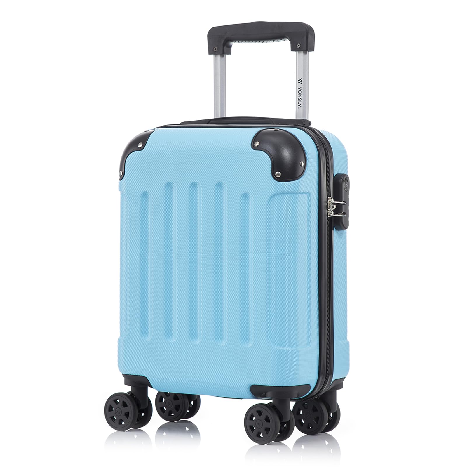 yonsly Koffer Suitcase, Trolley Reisekoffer, Rollkoffer Handgepäck mit 4 Rollen 360°, ABS Hartschalen, Sicherheitsschloss, Weicher Gummigriff, 210D-Futter