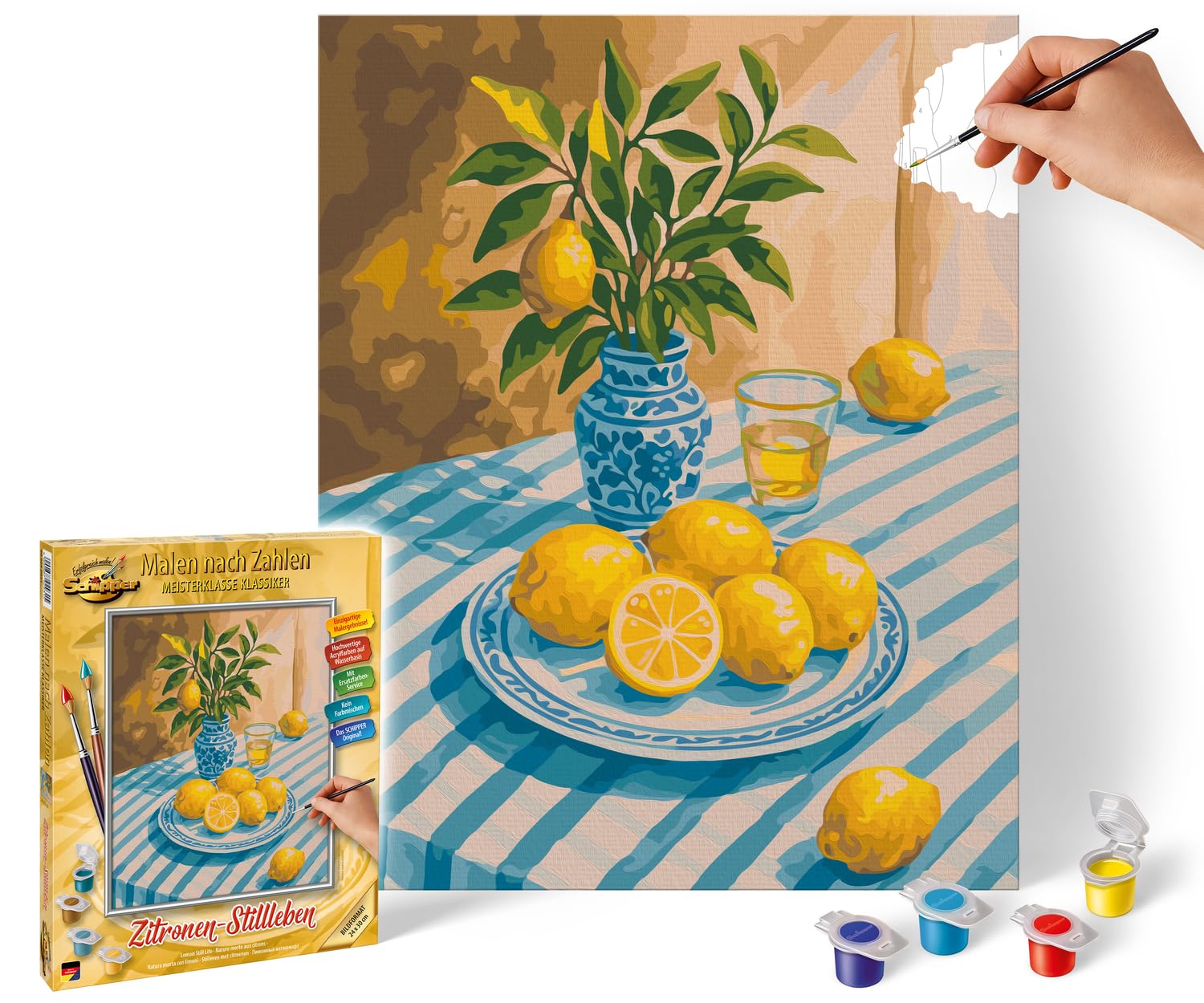 Schipper Dipingere con i Numeri - Limone Still Life - Dipingere Immagini per Adulti, compresi pennelli e Colori acrilici, 24 x 30 cm