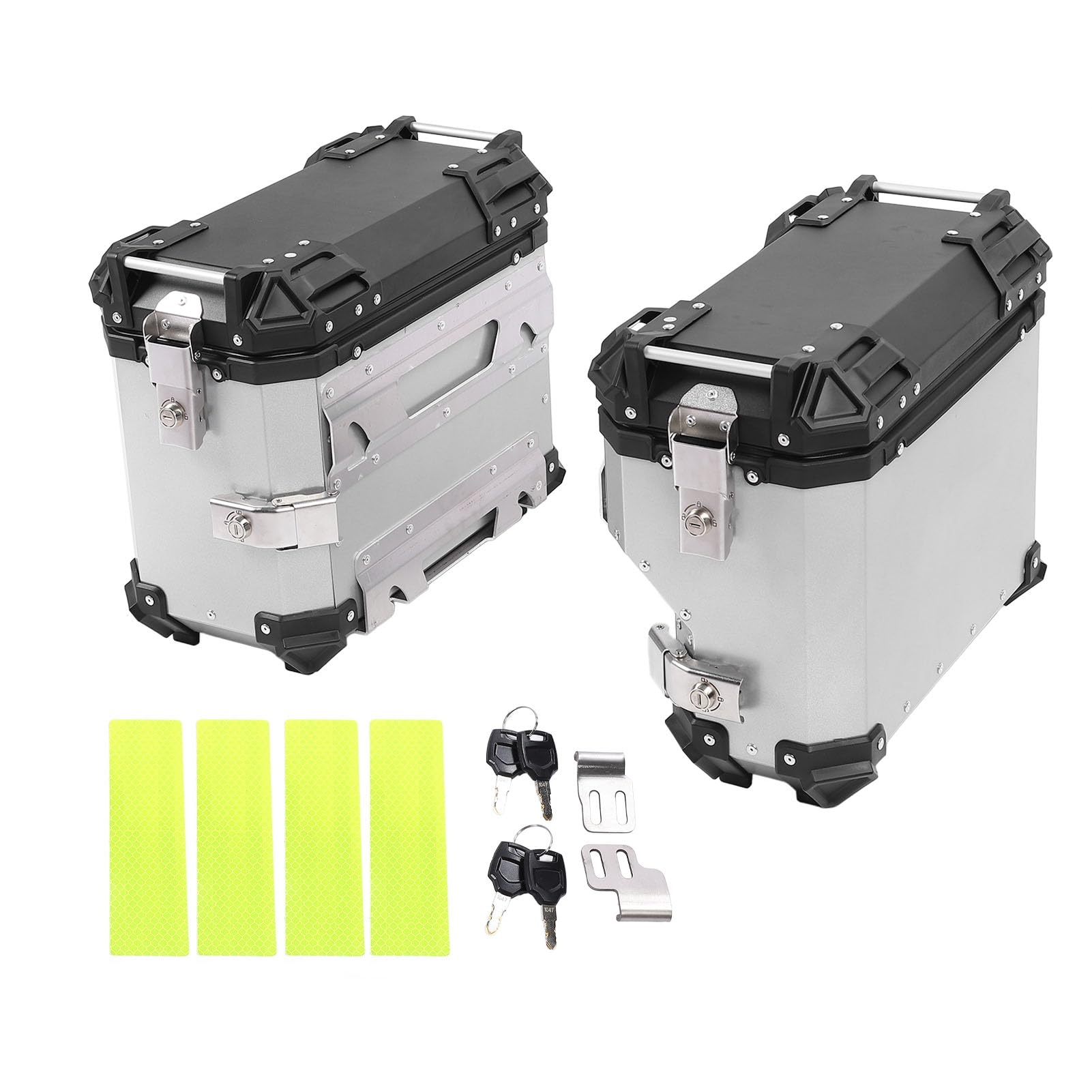 Maleta Lateral para Motocicleta de 38L con Cerradura para Almacenamiento Seguro y Fácil Transporte Universal para Conductores Aleación de Aluminio (Plata)
