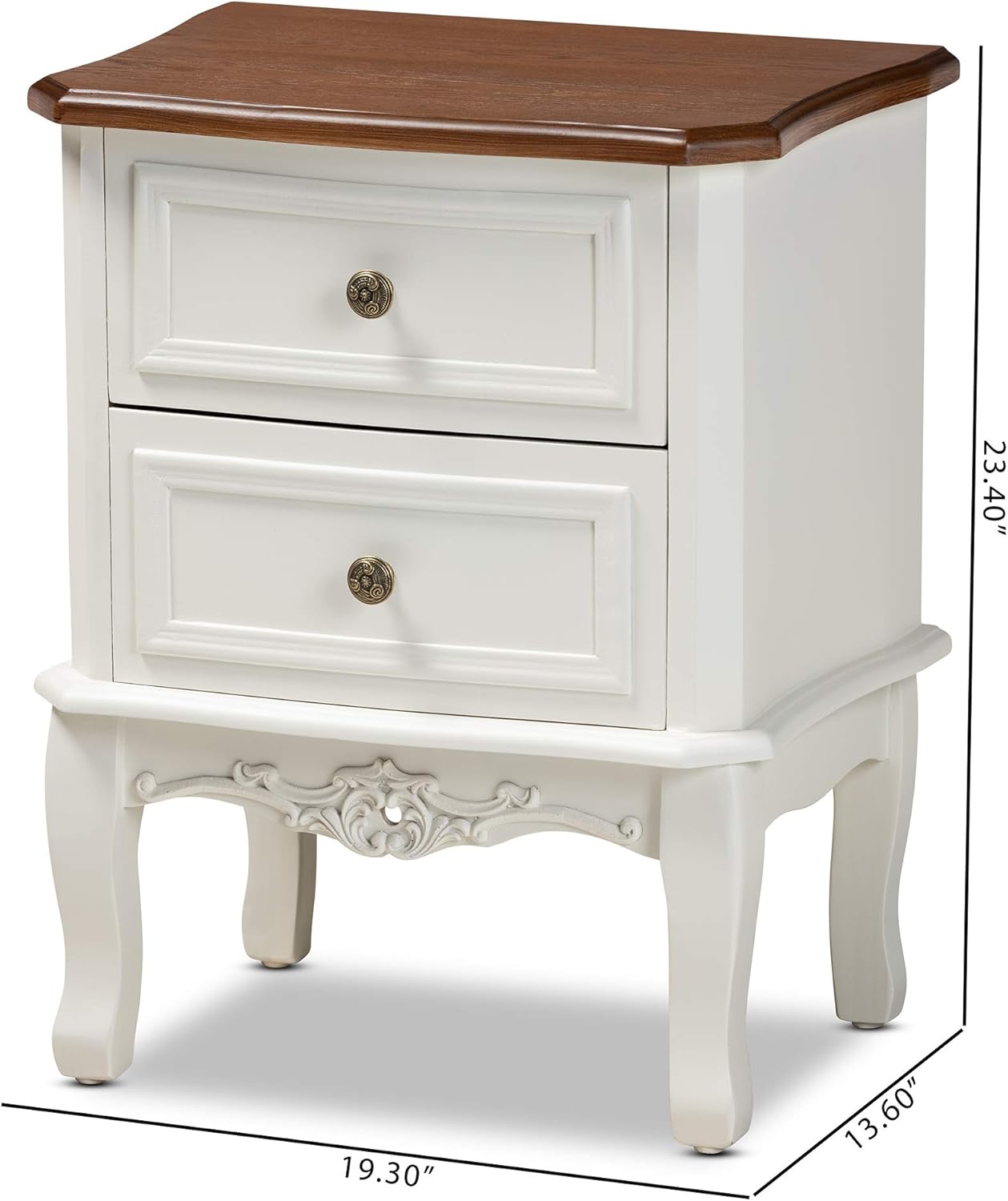 Baxton Studio Nightstands, White/Cherry Brown