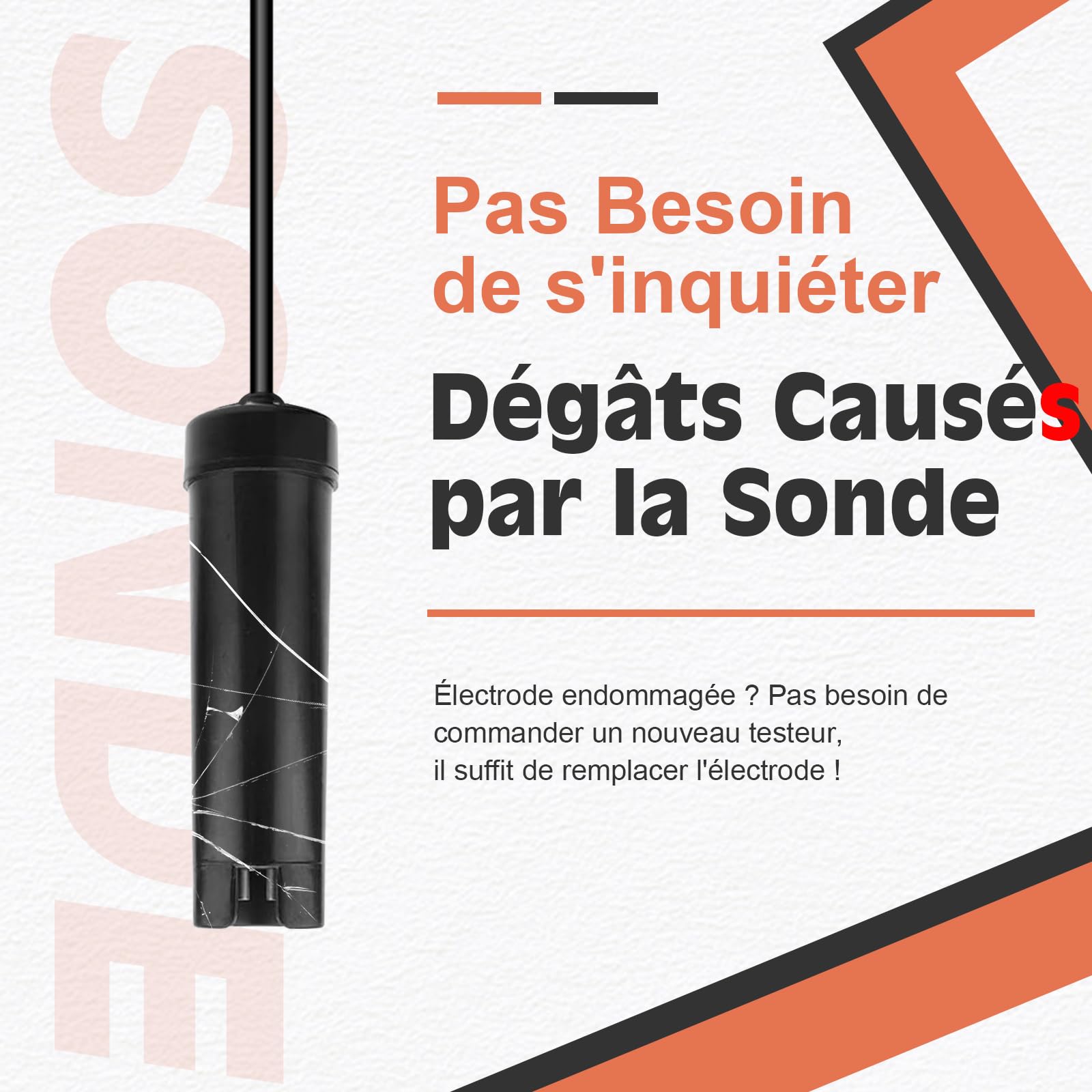 YINMIK Sonde de Rechange pour Moniteur de Sel pour Moniteur de Piscine au Sel YK-6E, Électrode de Rechange pour Moniteur de pH d'aquarium