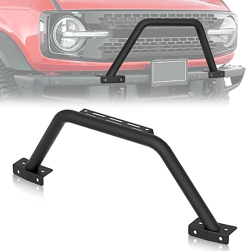 Miniatura 1 de YZONA Barra de toros con soporte de luz, rejilla protector de cepillo compatible con Ford Bronco 2021 2022 2023 (solo compatible con parachoques
