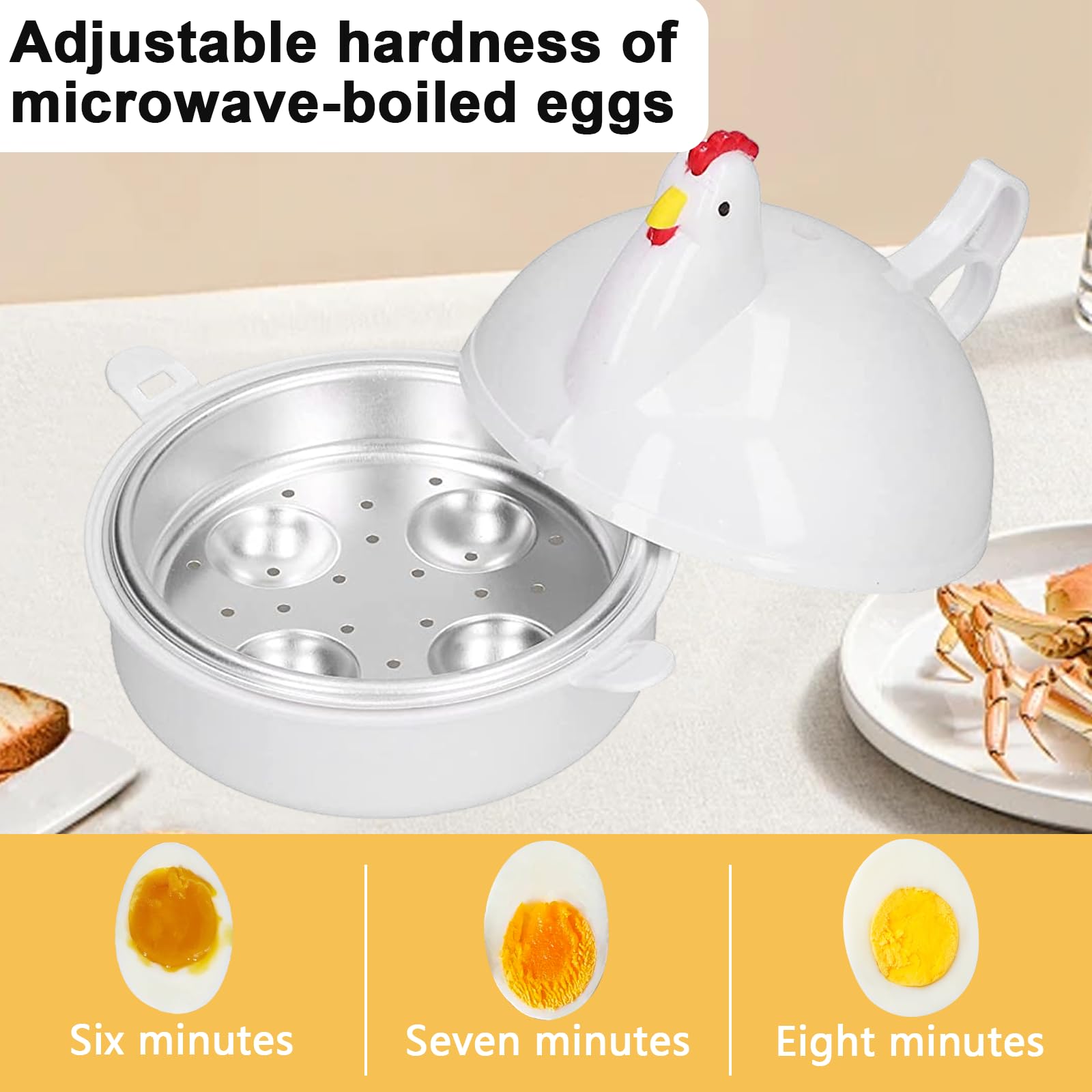 Cuociuova Per Microonde - Contenitore Per 4 Uova, Cottura A Vapore, Senza BPA, Bianco - Foto 6