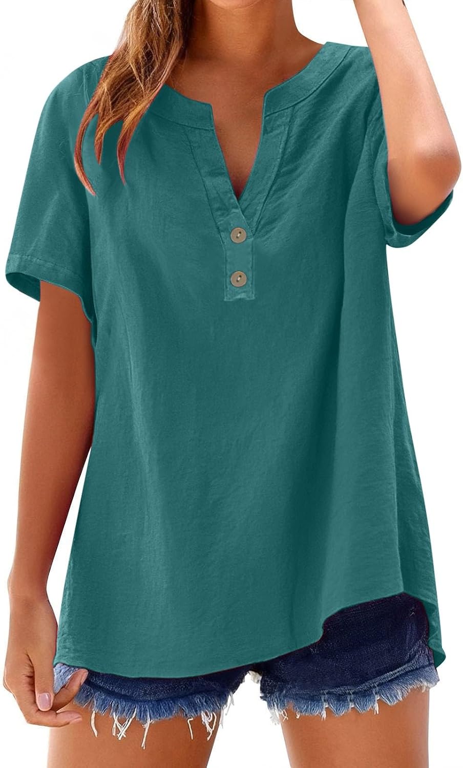 Loose Button Shirt Top Stand Solid Color Sleeve Collar Casual Women's Shirt Women's Shirt T Neck Tops for Women