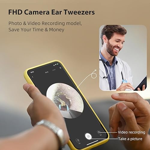 Miniatura 2 de Bebird Pro Note5 - Recogedor de orejas con pinzas para cámara, herramienta inalámbrica de eliminación de cera, otoscopio limpiador de cámara con luz