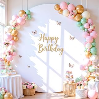 White Round Backdrop Cover 7.2FT Circle Arch Backdrop Cover Baby Shower Birthday Party Balloon Wedding Photo Background White Circle Round Arch Cover Fabric Spandex
