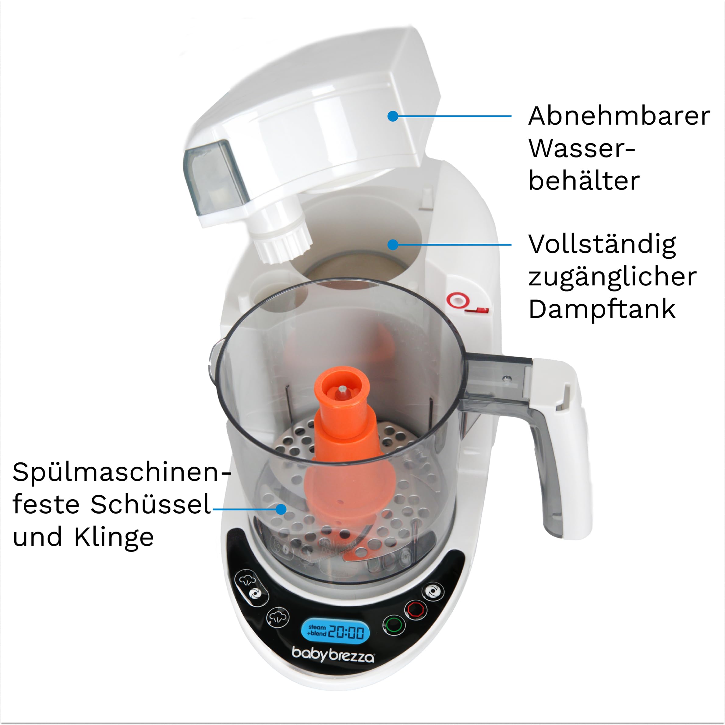 Baby Brezza 3-in-1 Babynahrungszubereiter Dampfgaren Mixen Kombi 800 ml BPA-frei LCD-Display