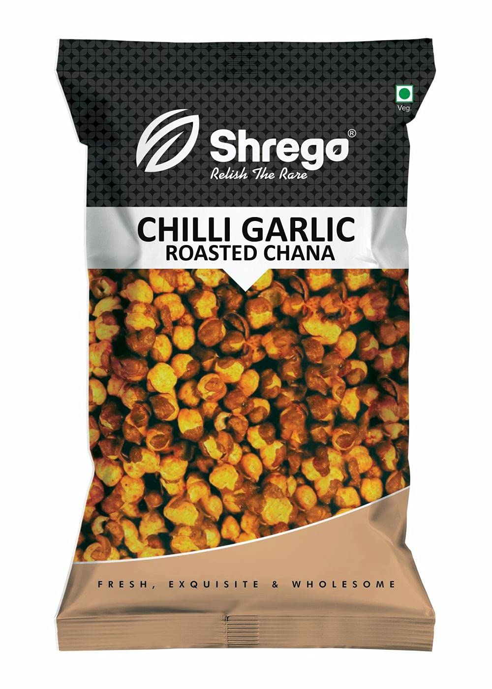 SHREGO Chili Garlic Roasted Chana, Snack and Namkeen, Vacuum Packed (150 Gm)