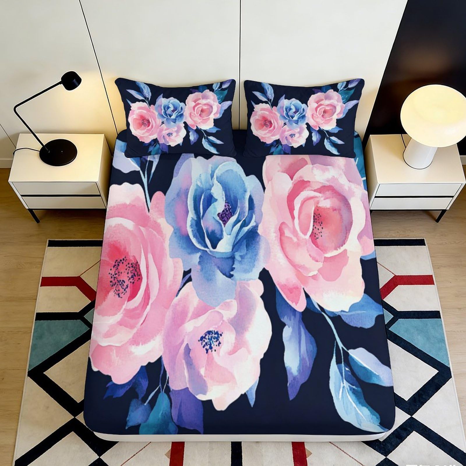 3D Printed Camouflage Cat Pattern Fitted Sheet Microfiber Deep Pocket Non-Slip Bedroom Bedding Camouflage Cat Mattress Fitted Cover for Adults 120x200x25cm