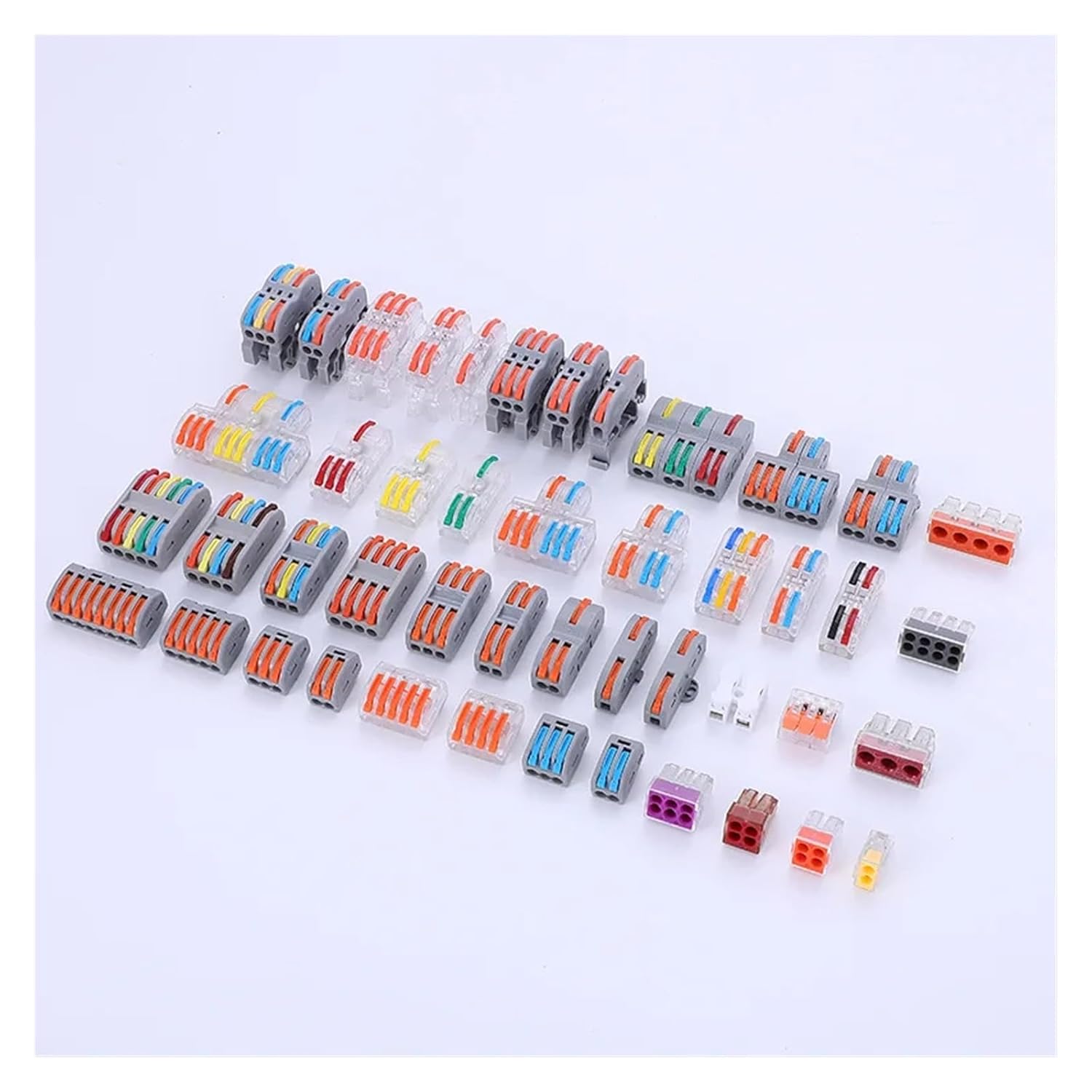 10/100Pcs Lever Wire Connectors, Compact Splicing Connector, 2 3 5 Way Electrical for Quick Connect 28-12 AWG(2-in 4-Out)