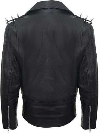 Mens Fringe Hide Leather Brando Tasseled Motorcycle Jacket Retro Biker
